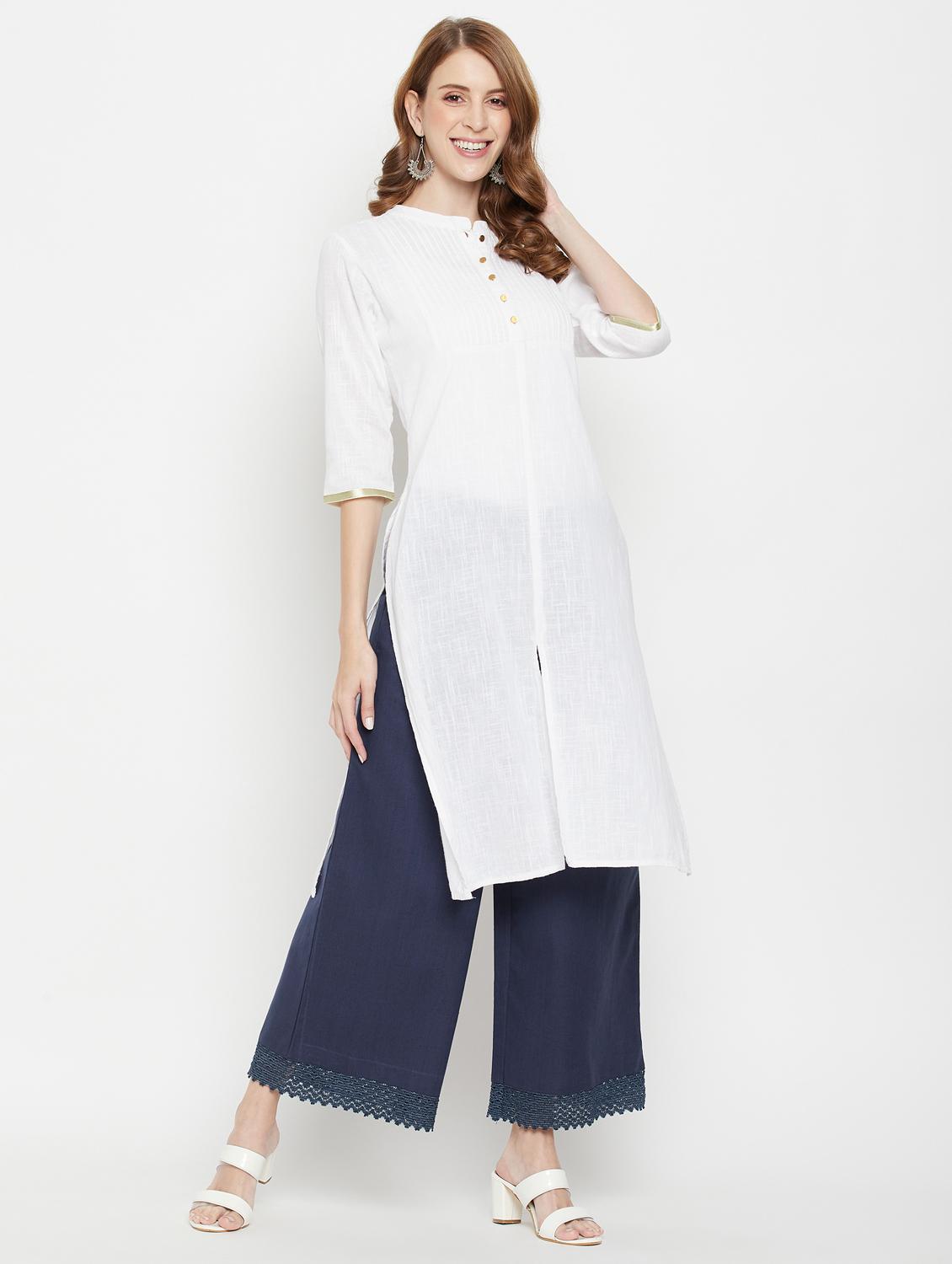 women solid mid rise flared palazzo - 22061339 - Standard Image - 4