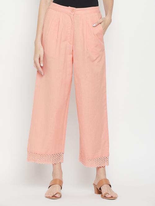 women solid mid rise straight palazzo - 22061341 - Standard Image - 0