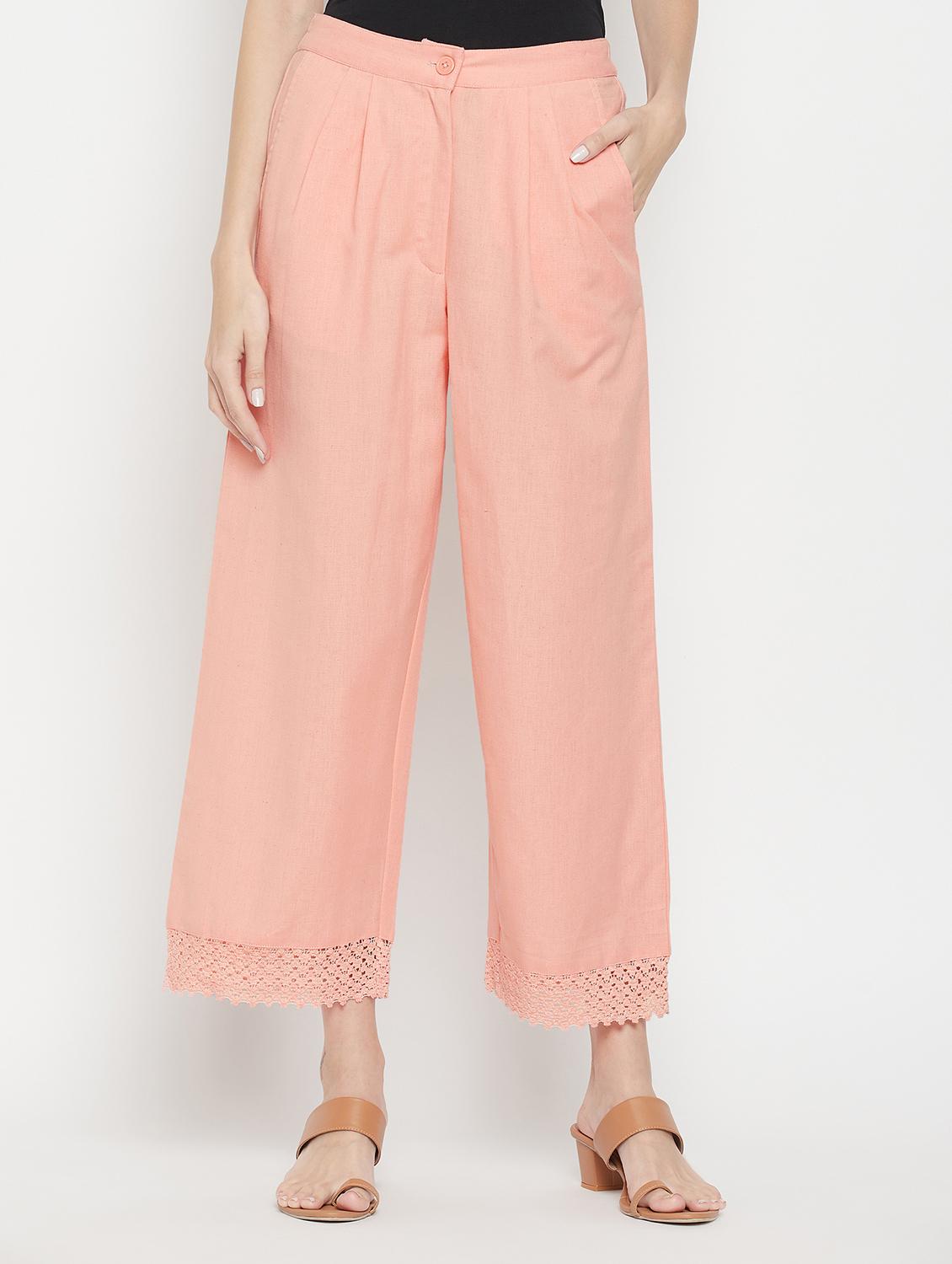 women solid mid rise straight palazzo - 22061341 - Zoom Image - 0