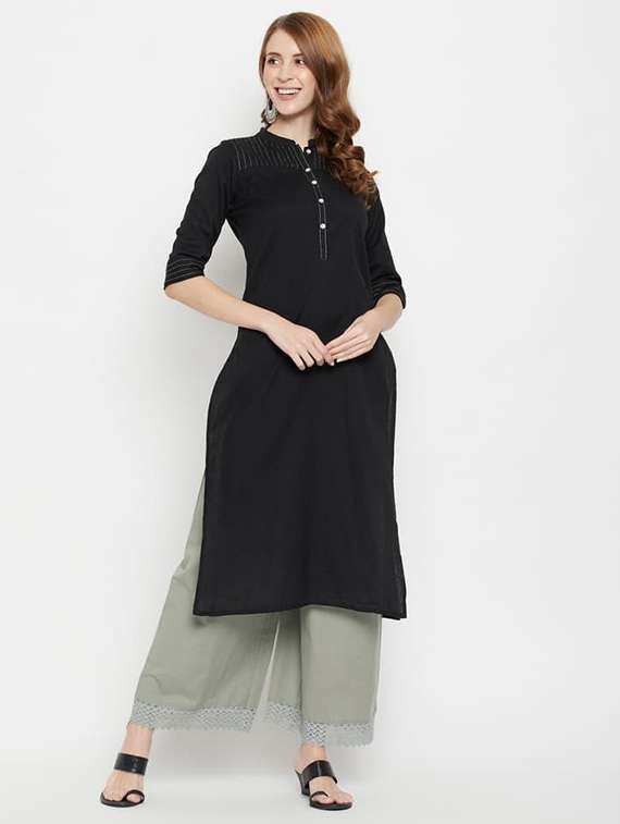 women solid mid rise flared pleated palazzo - 22061342 - Standard Image - 4