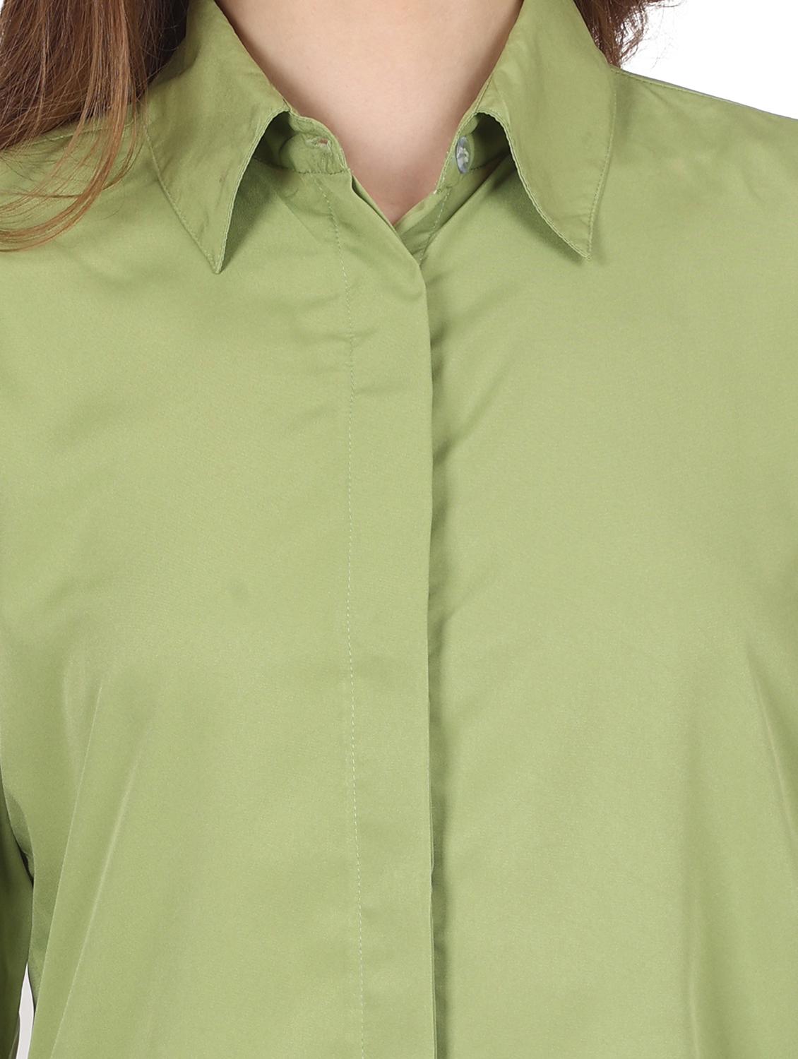 women solid collared puff sleeve shirt - 22061359 - Standard Image - 4