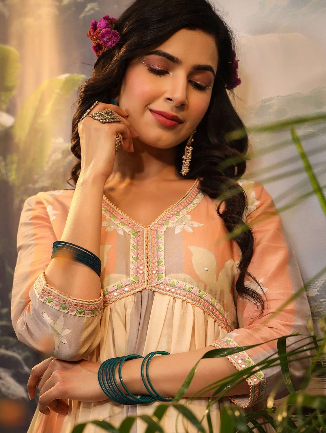 women floral three quarter sleeve kurta salwar with dupatta set - 22061503 - Standard Image - 4