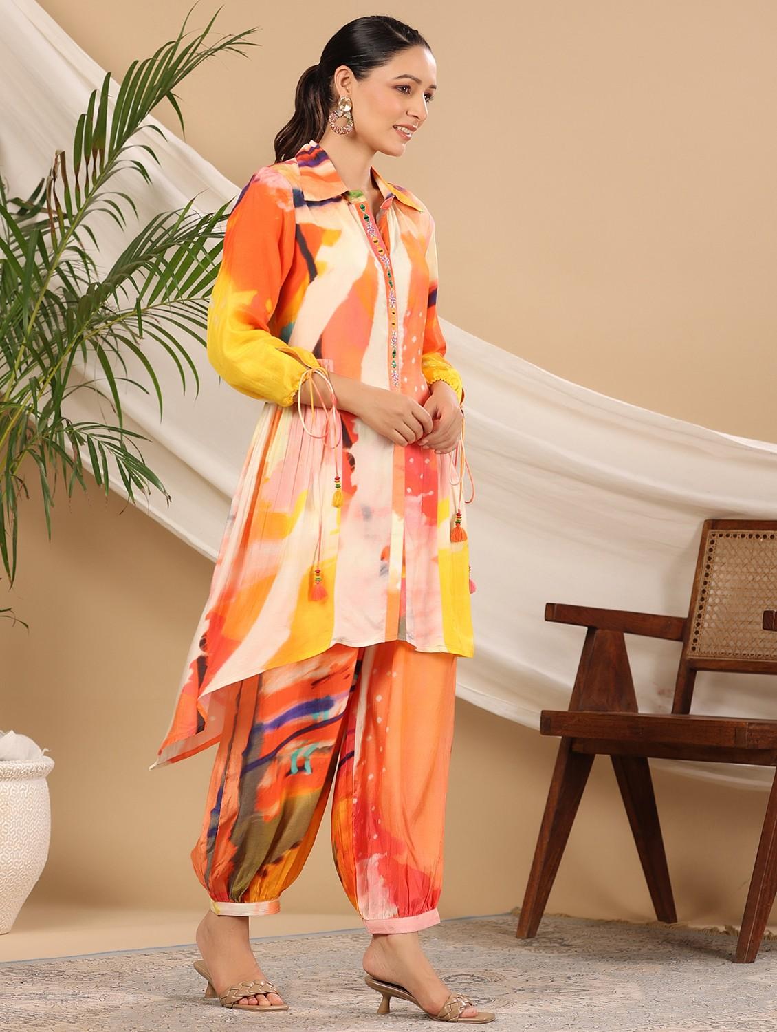 orange muslin coord set - 22061508 - Standard Image - 1