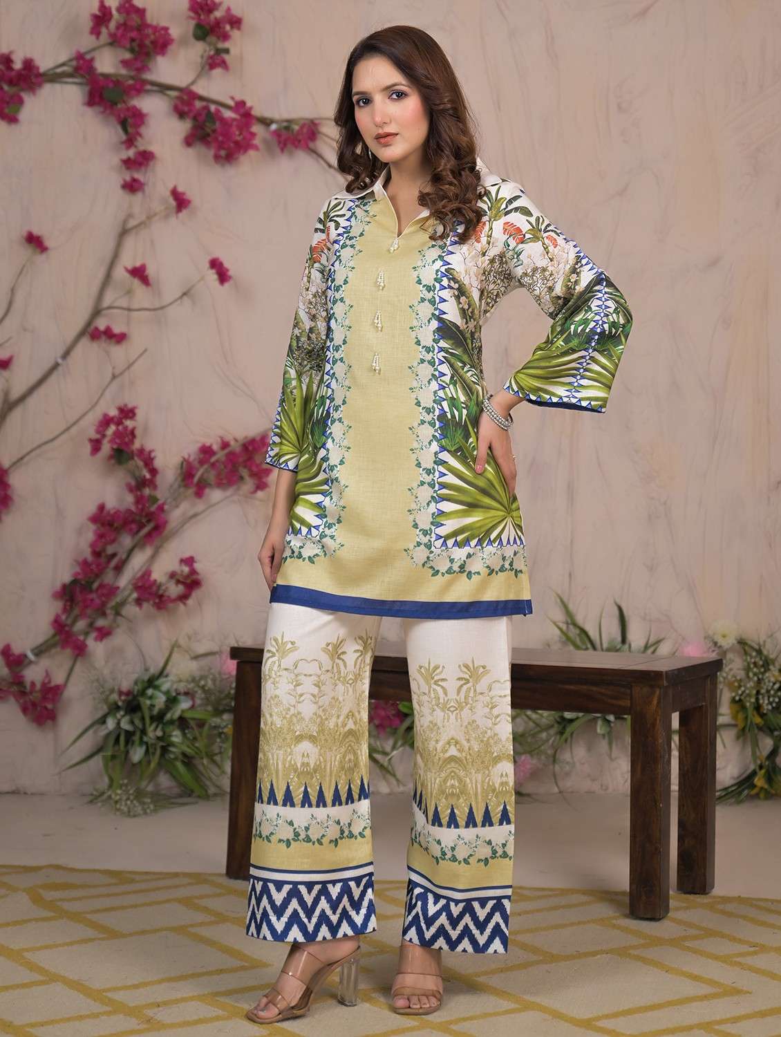 green rayon coord set - 22061538 -  Standard Image - 1