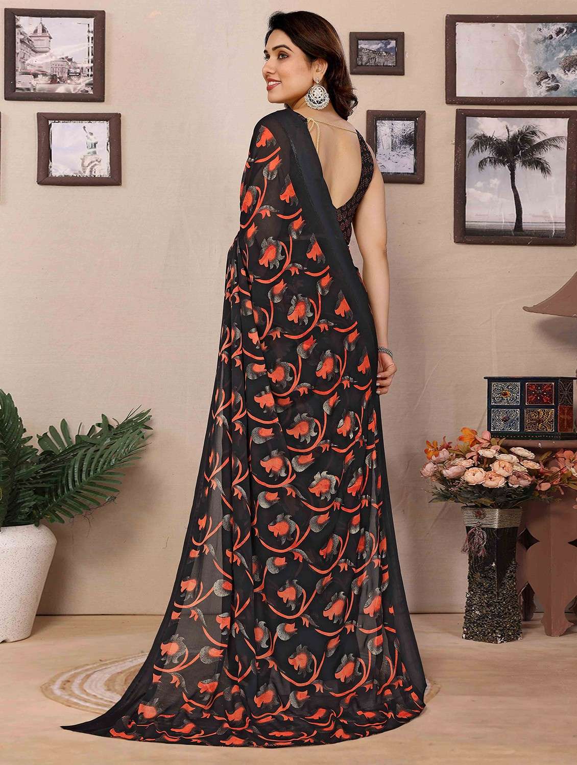 women floral printed saree with blouse - 22061601 -  Standard Image - 1