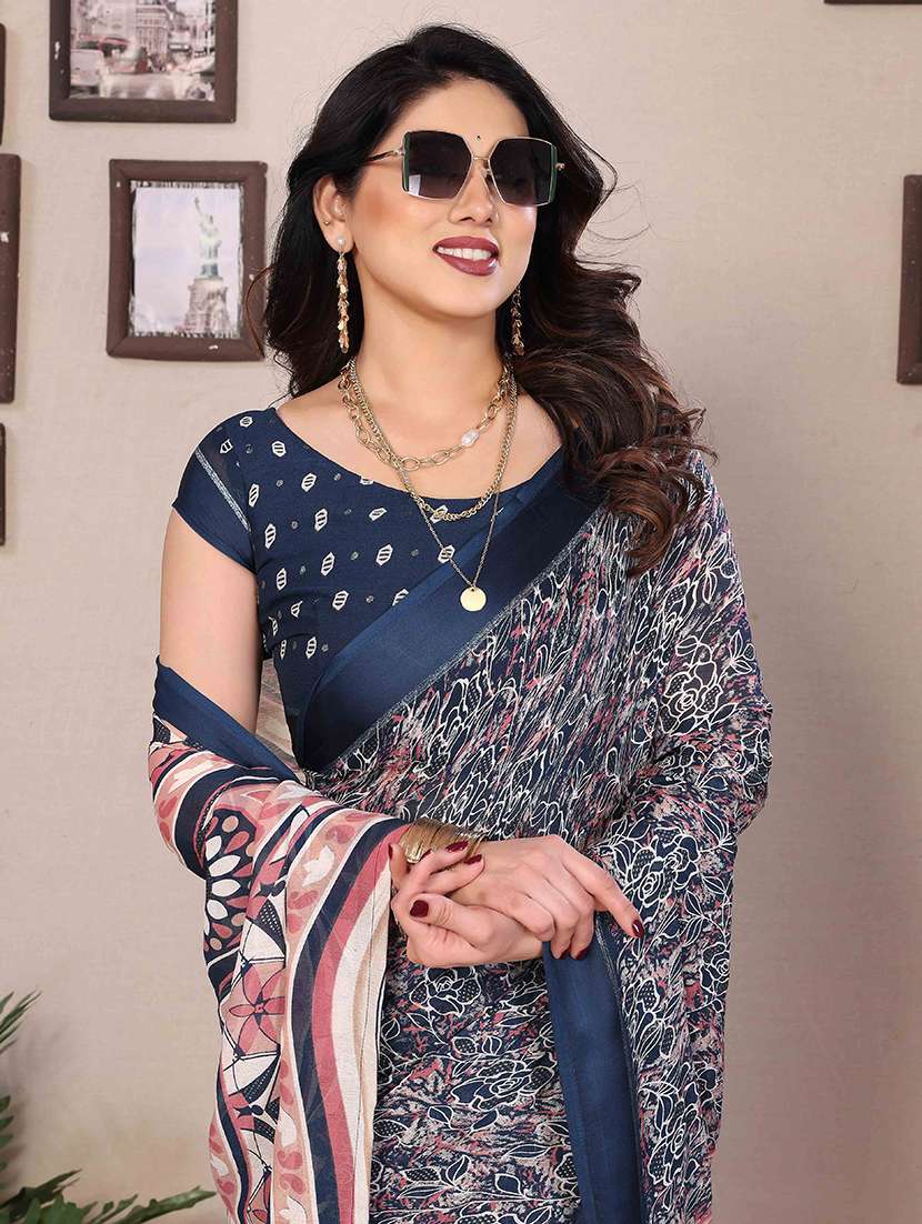 women floral printed saree with blouse - 22061602 -  Standard Image - 4