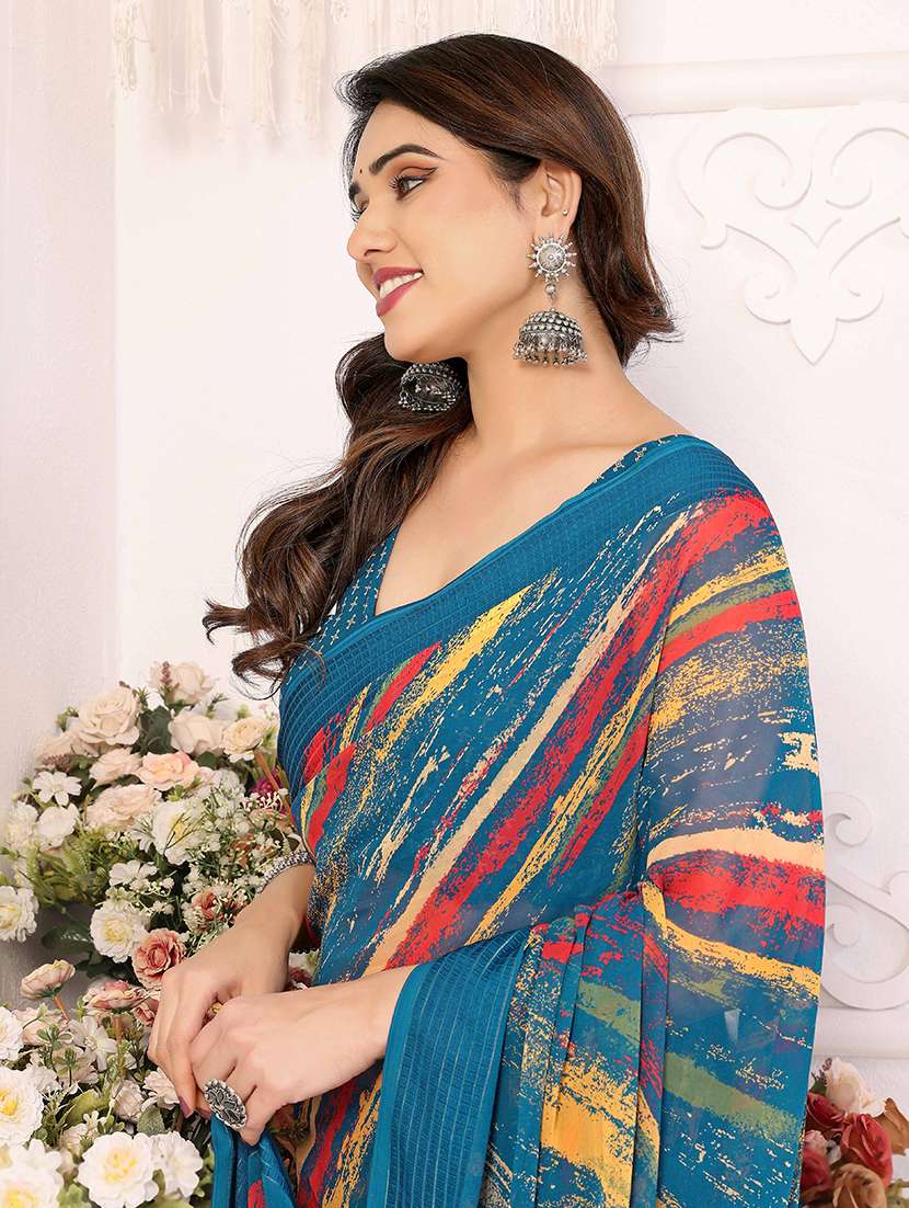 women printed casual wear saree with blouse - 22061609 -  Standard Image - 4