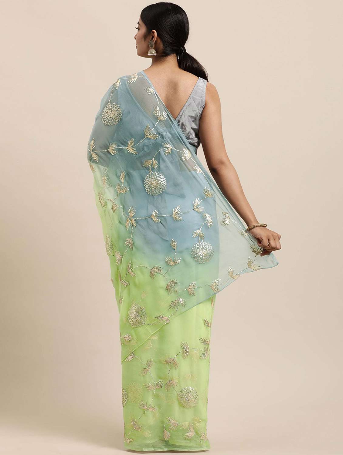 women ombre embroidered saree with blouse - 22061632 -  Standard Image - 1