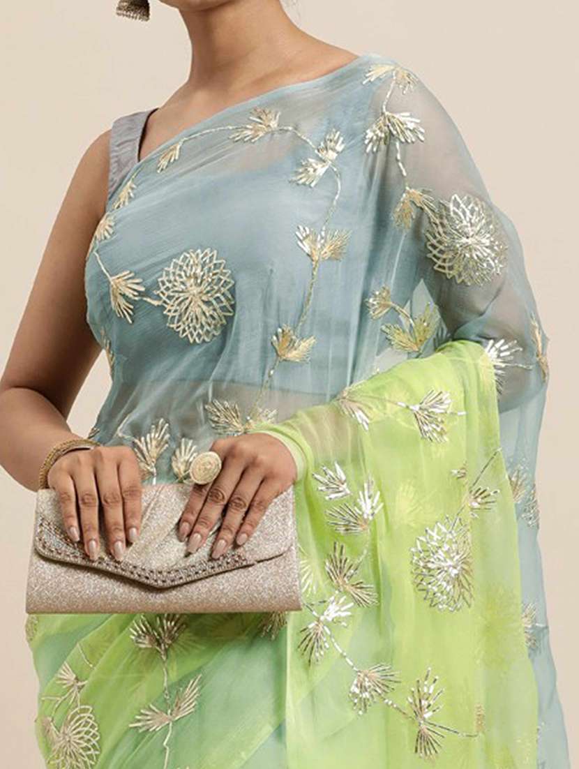 women ombre embroidered saree with blouse - 22061632 -  Standard Image - 4