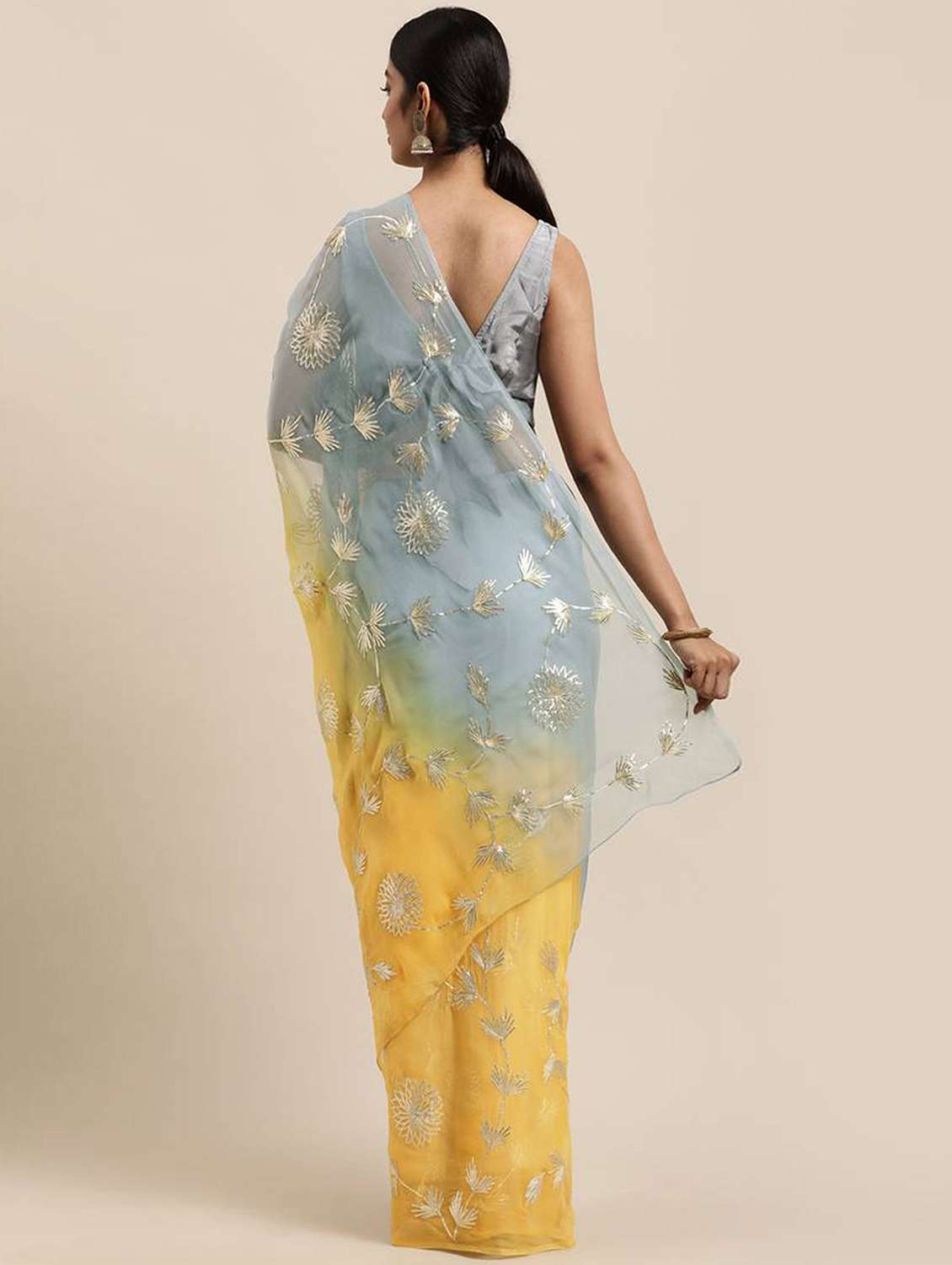 women ombre embroidered saree with blouse - 22061635 -  Standard Image - 1