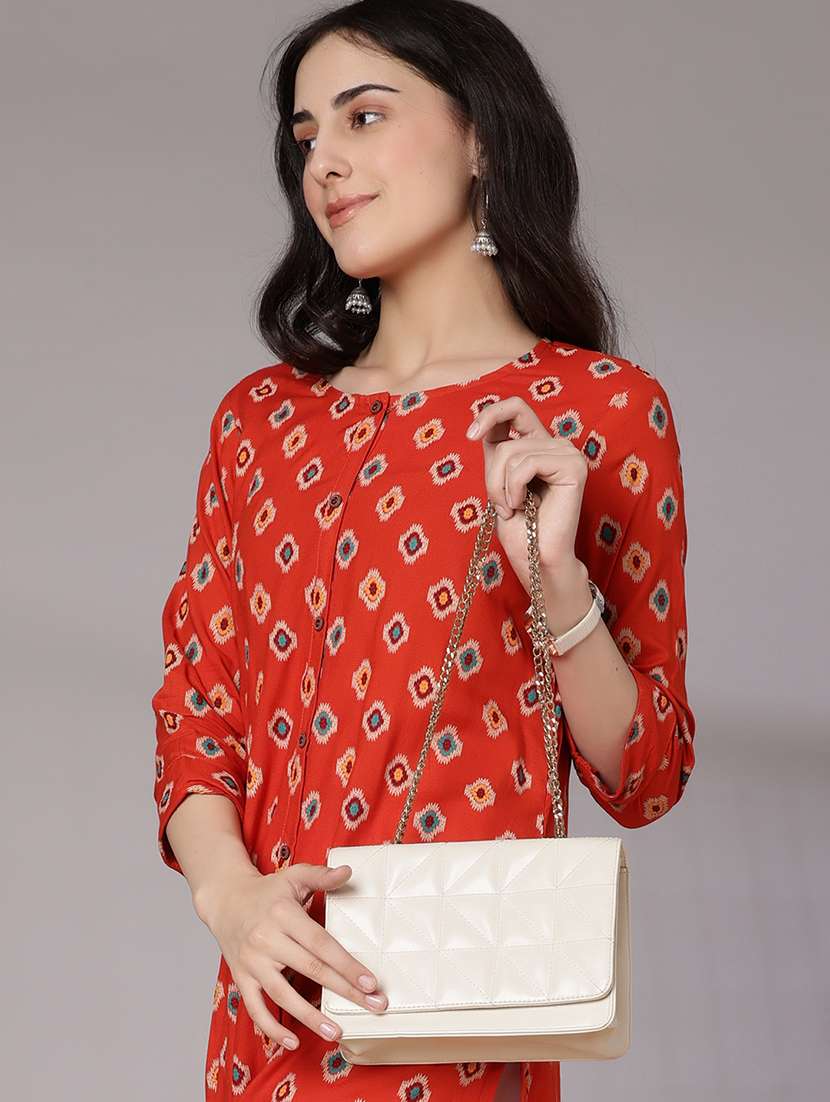 women printed three quarter sleeve a-line kurta - 22061657 -  Standard Image - 4