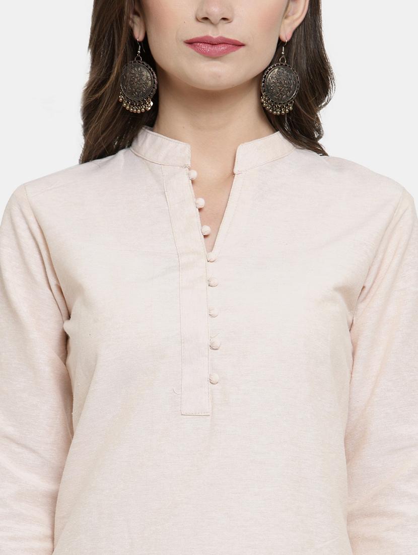 women solid three quarter sleeve straight kurta - 22061661 - Standard Image - 4