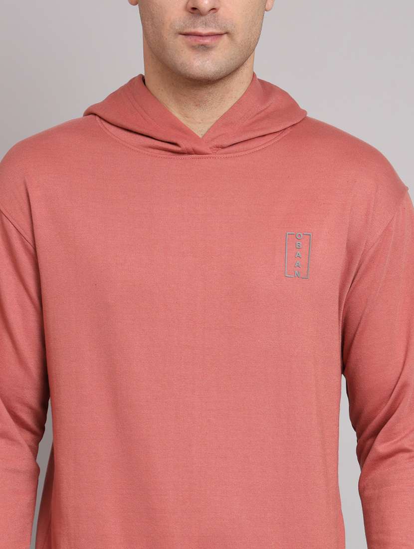 men solid long sleeve hooded sweatshirt - 22061736 -  Standard Image - 4