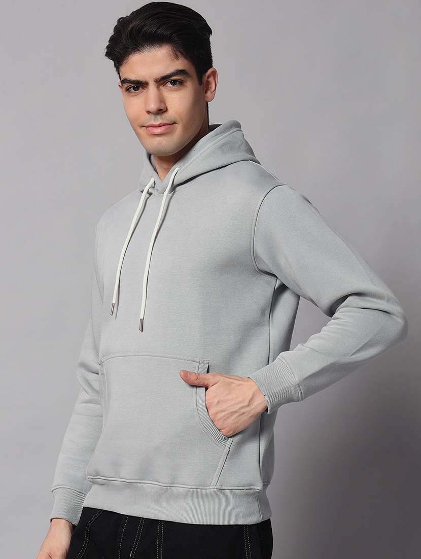 men solid long sleeve regular fit hooded sweatshirt - 22061757 -  Standard Image - 1