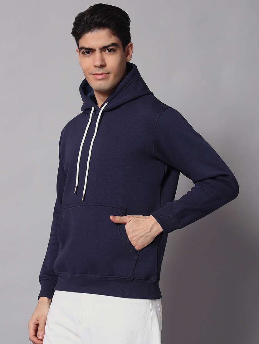 men solid long sleeve regular fit hooded sweatshirt - 22061768 -  Standard Image - 1