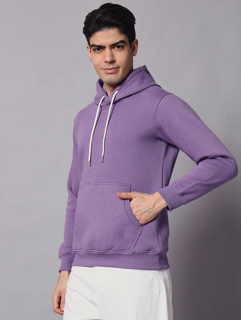 men solid long sleeve regular fit hooded sweatshirt - 22061771 -  Standard Image - 1