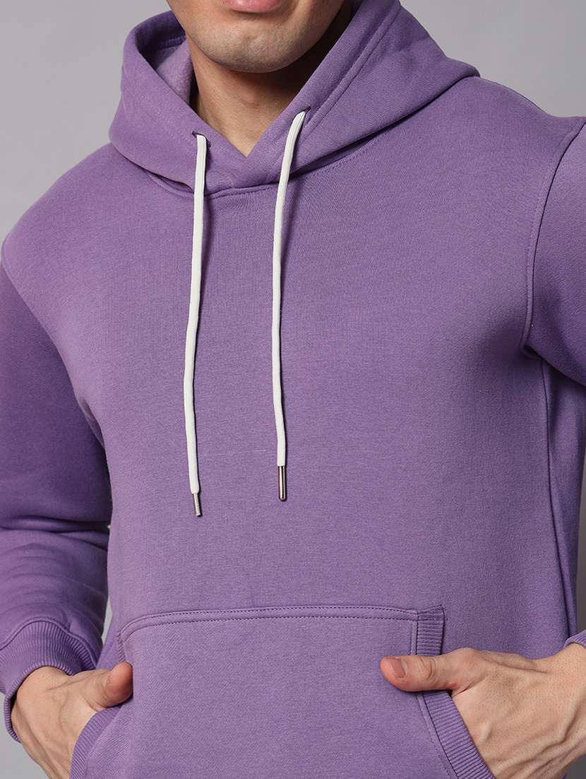 men solid long sleeve regular fit hooded sweatshirt - 22061771 -  Standard Image - 4