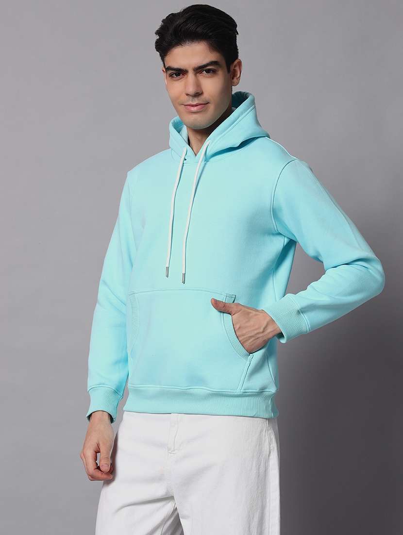 men solid long sleeve regular fit hooded sweatshirt - 22061775 -  Standard Image - 1