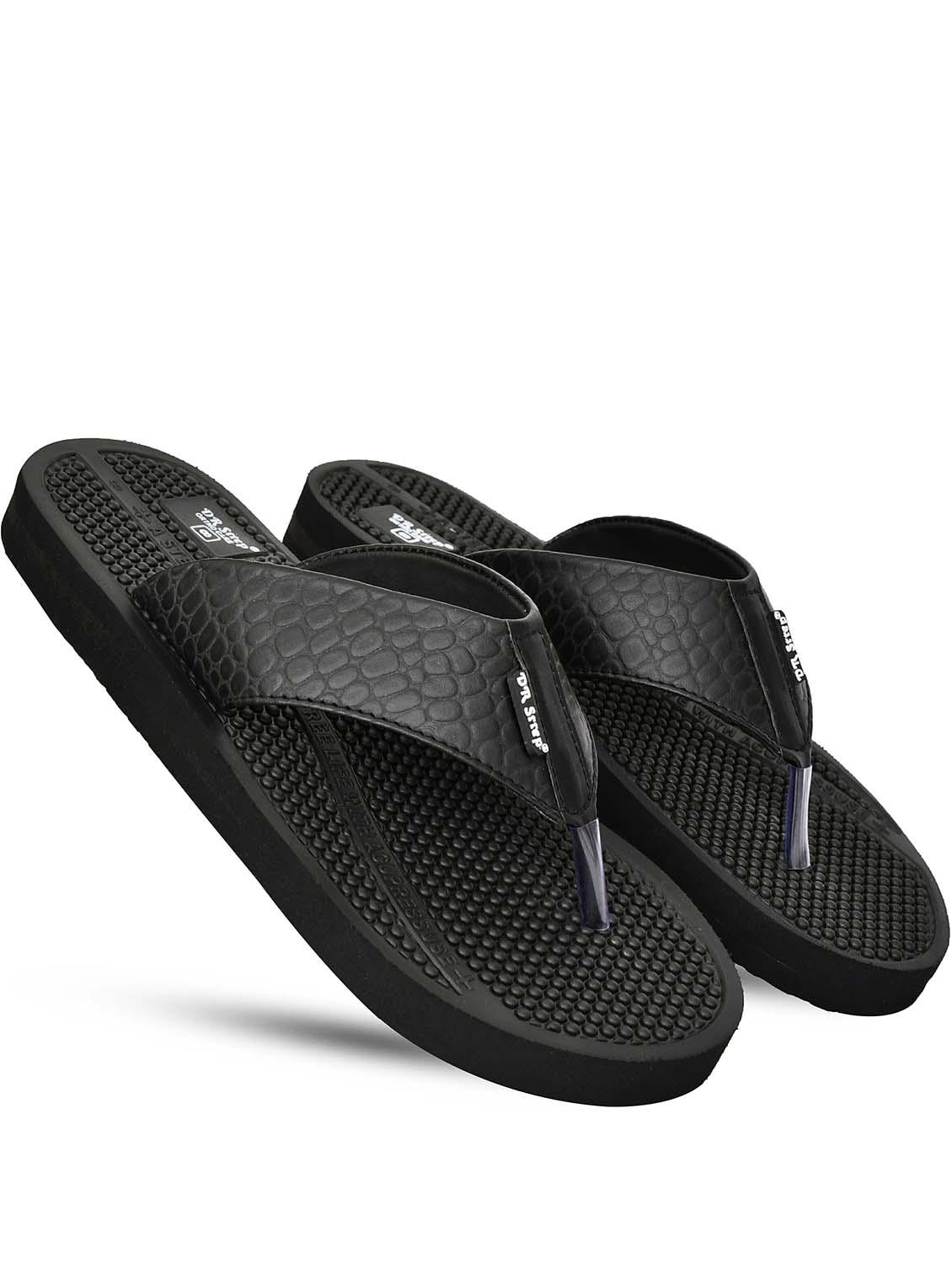 men black solid slipper - 22061796 - Standard Image - 1