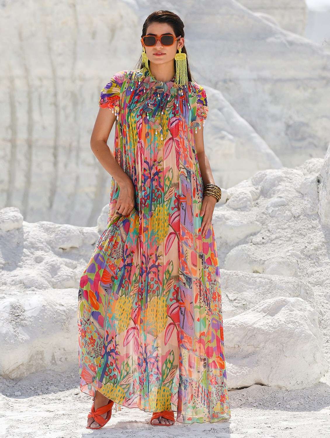 pink chiffon aline gown - 22061818 - Standard Image - 1