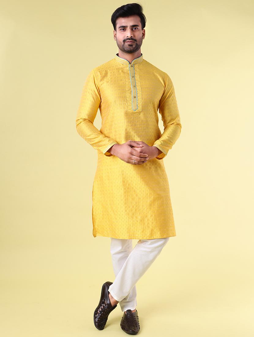 men mandarin neck kurta pyjama ethnic wear set - 22061828 - Zoom Image - 0