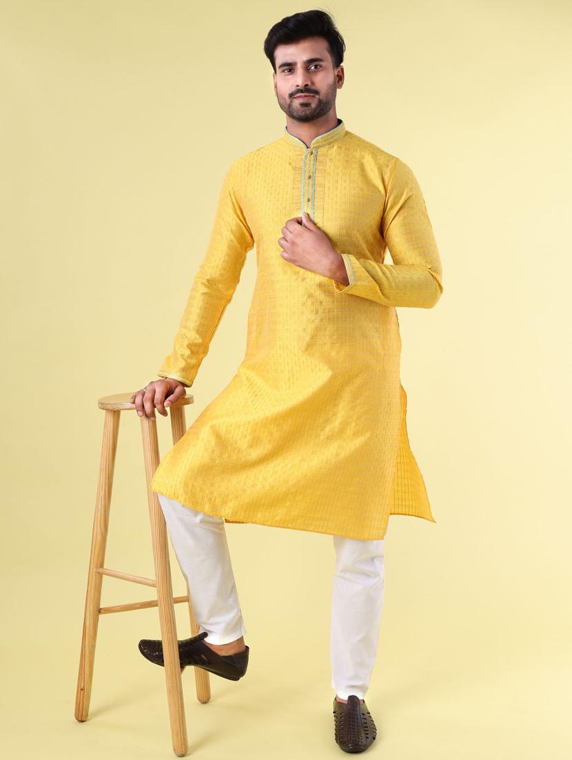 men mandarin neck kurta pyjama ethnic wear set - 22061828 - Standard Image - 1