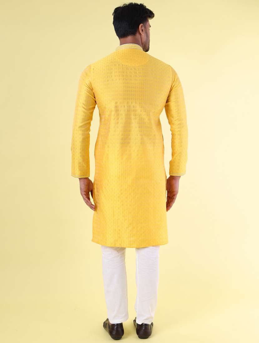 men mandarin neck kurta pyjama ethnic wear set - 22061828 - Standard Image - 4