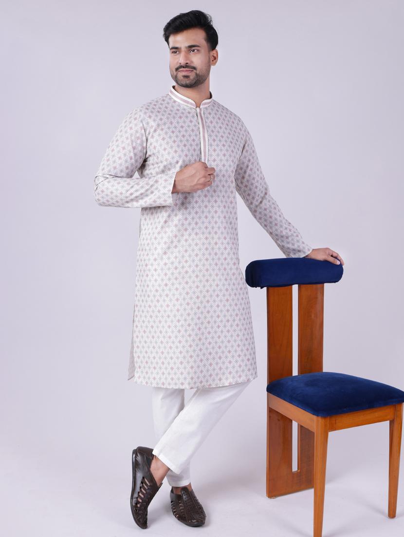 men mandarin neck kurta pyjama ethnic wear set - 22061829 - Standard Image - 1