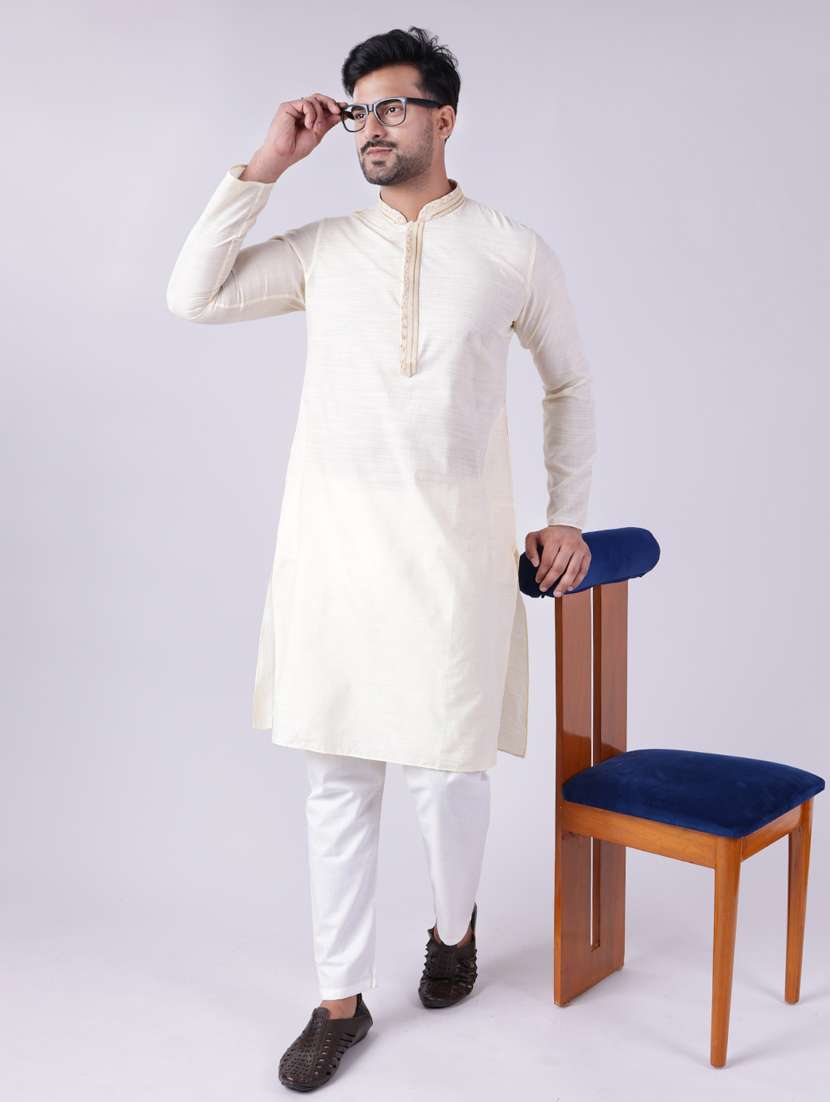 men mandarin neck kurta pyjama ethnic wear set - 22061835 -  Standard Image - 1
