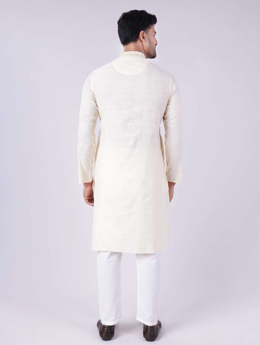 men mandarin neck kurta pyjama ethnic wear set - 22061835 - Standard Image - 4