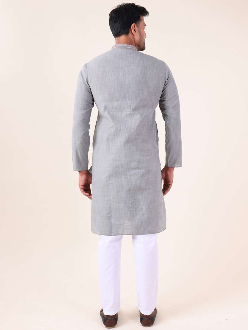 men mandarin neck kurta pyjama ethnic wear set - 22061836 - Standard Image - 4