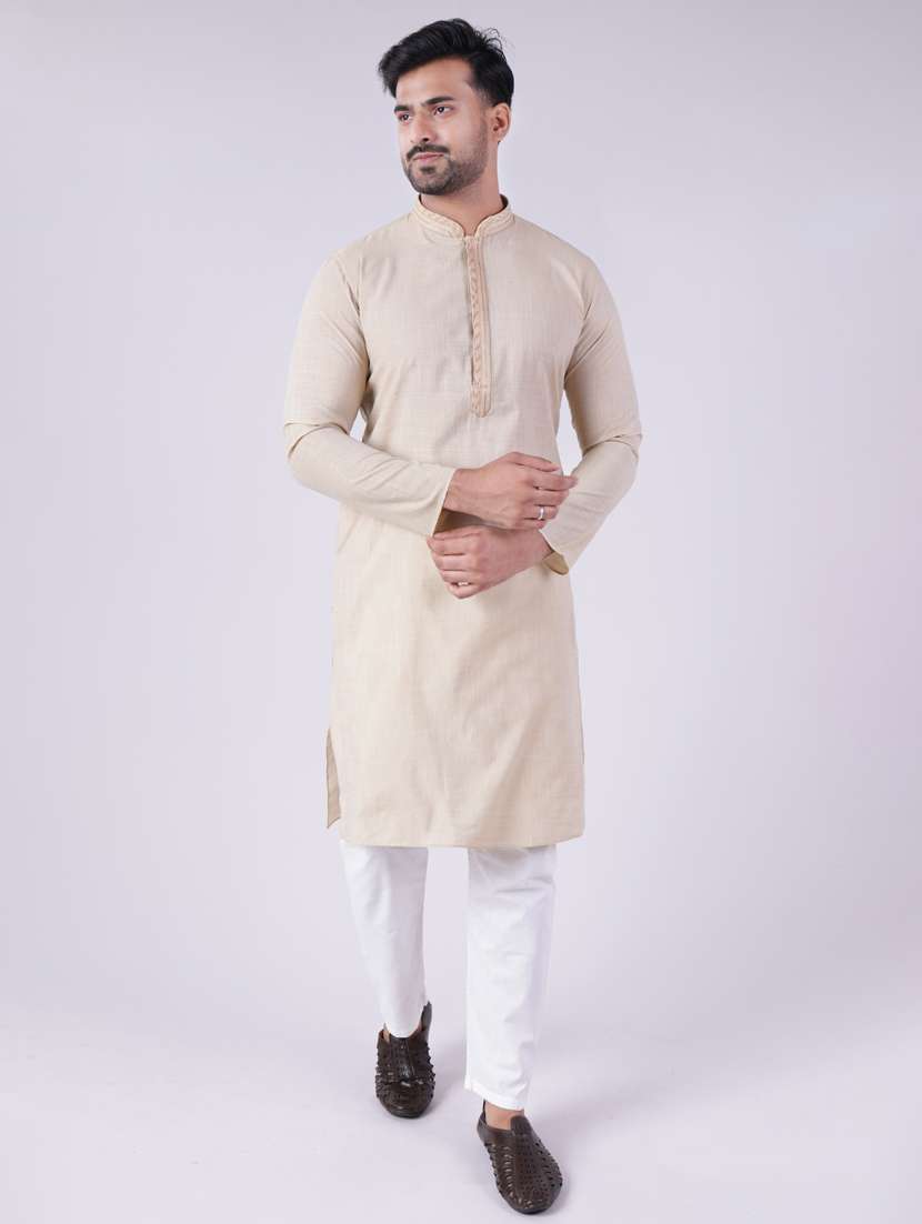 men mandarin neck kurta pyjama ethnic wear set - 22061837 - Standard Image - 1