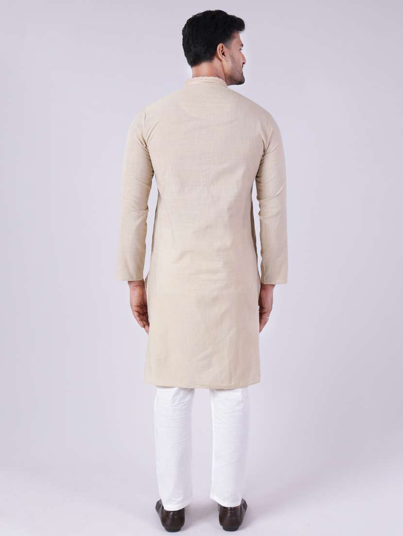 men mandarin neck kurta pyjama ethnic wear set - 22061837 - Standard Image - 4