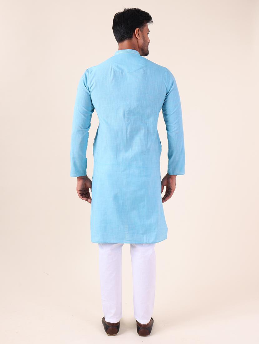 men mandarin neck kurta pyjama ethnic wear set - 22061838 - Standard Image - 4