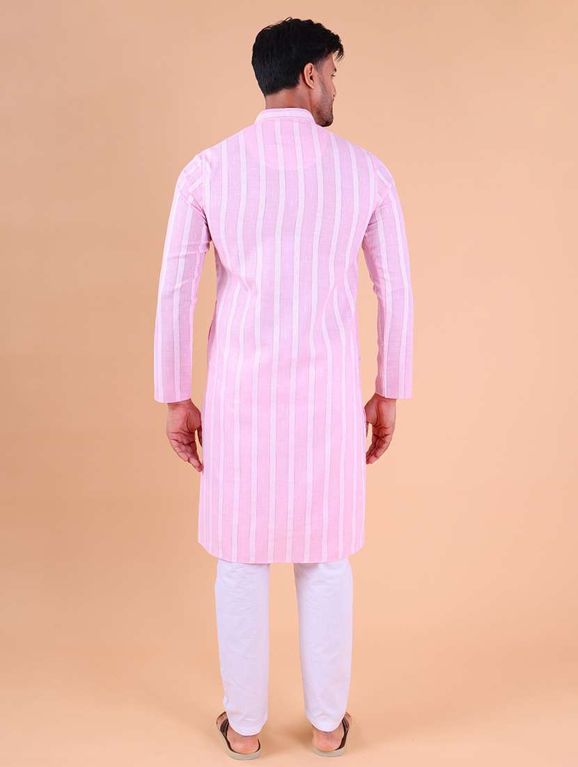 men mandarin neck kurta pyjama ethnic wear set - 22061839 - Standard Image - 4