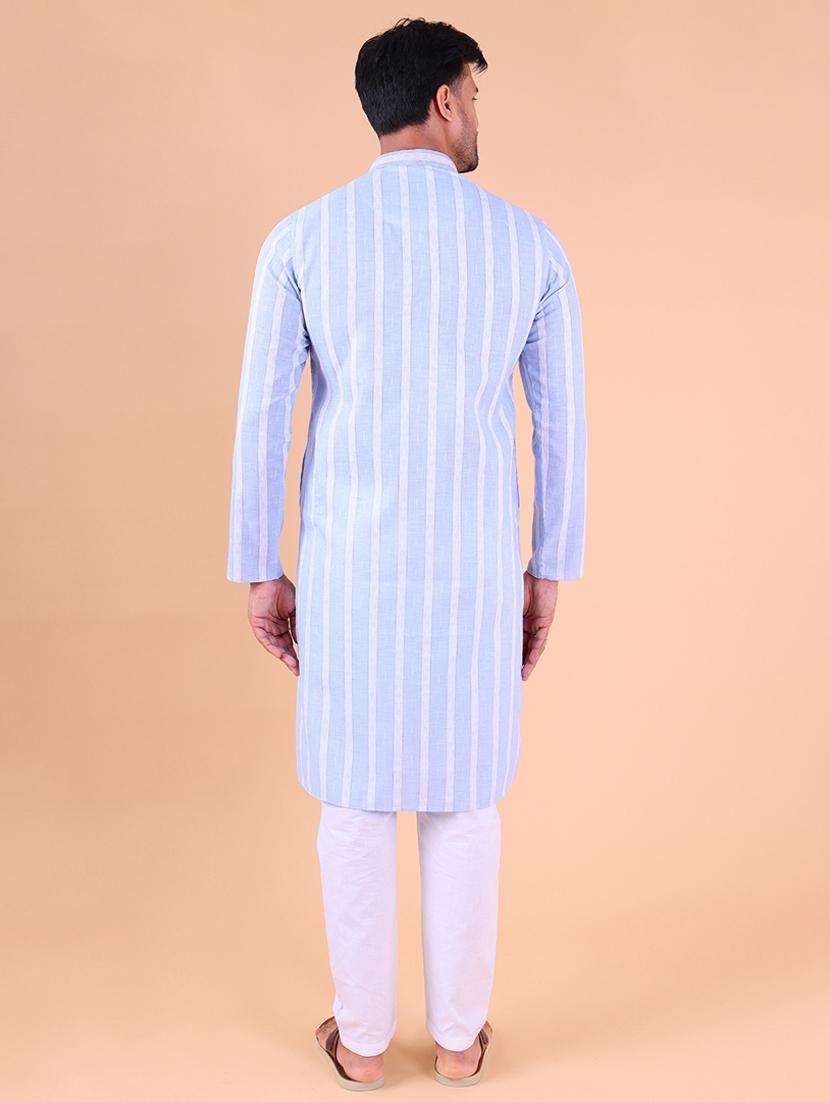 men mandarin neck kurta pyjama ethnic wear set - 22061840 - Standard Image - 4