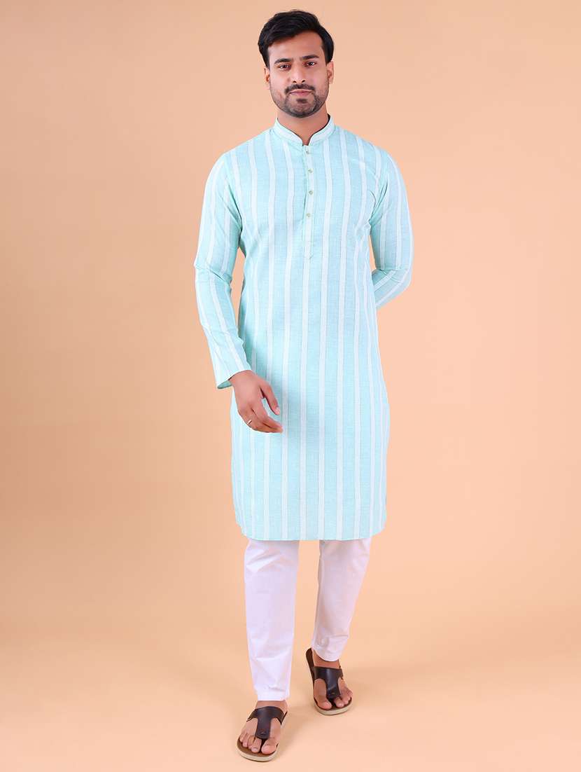 men mandarin neck kurta pyjama ethnic wear set - 22061841 -  Standard Image - 1