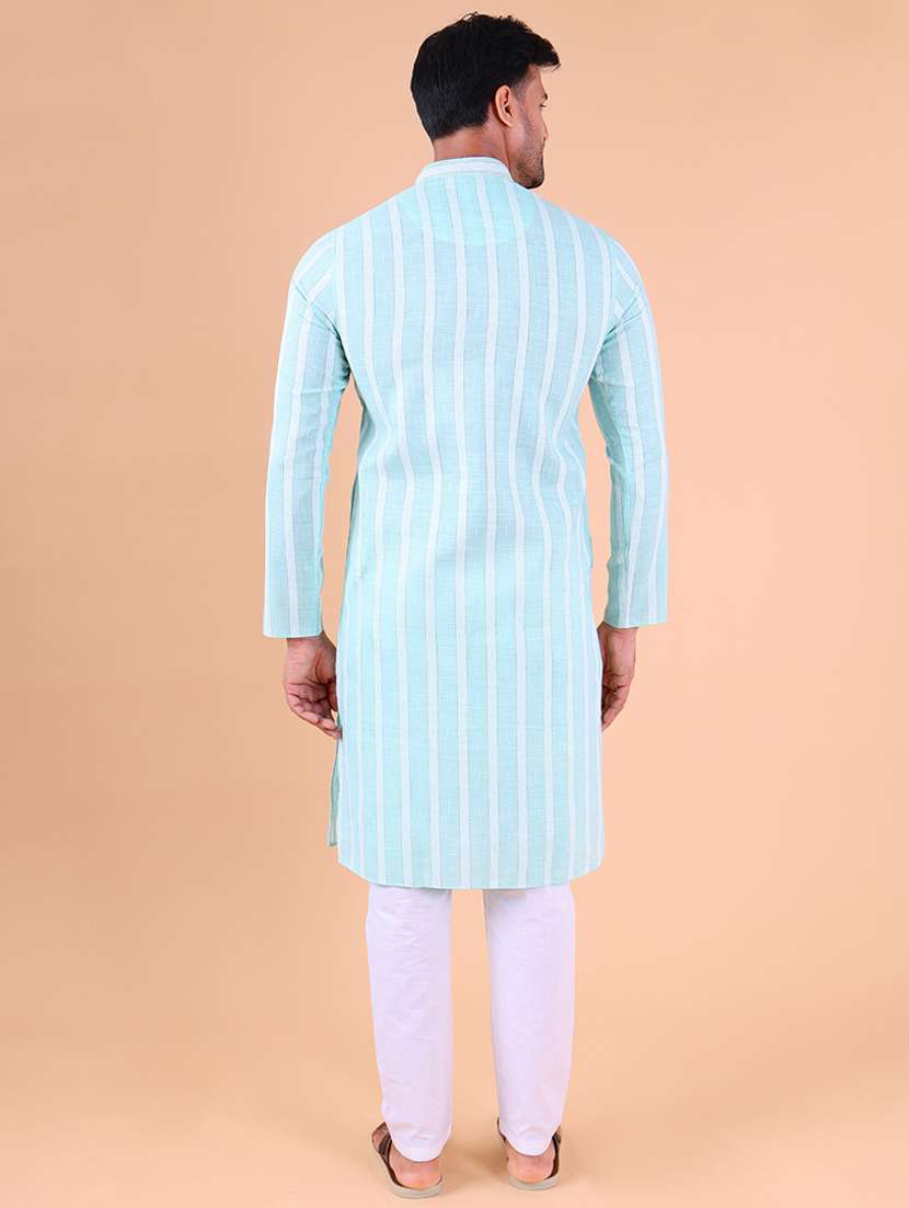 men mandarin neck kurta pyjama ethnic wear set - 22061841 -  Standard Image - 4