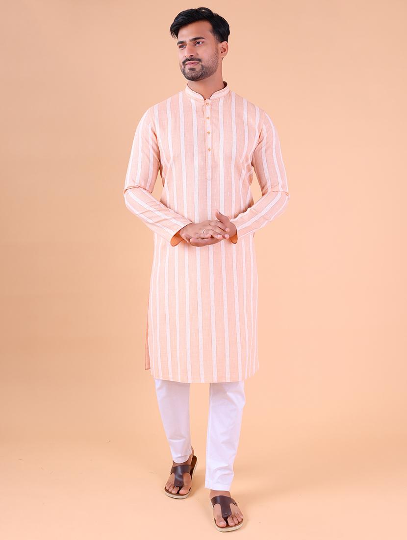 men mandarin neck kurta pyjama ethnic wear set - 22061842 - Standard Image - 1