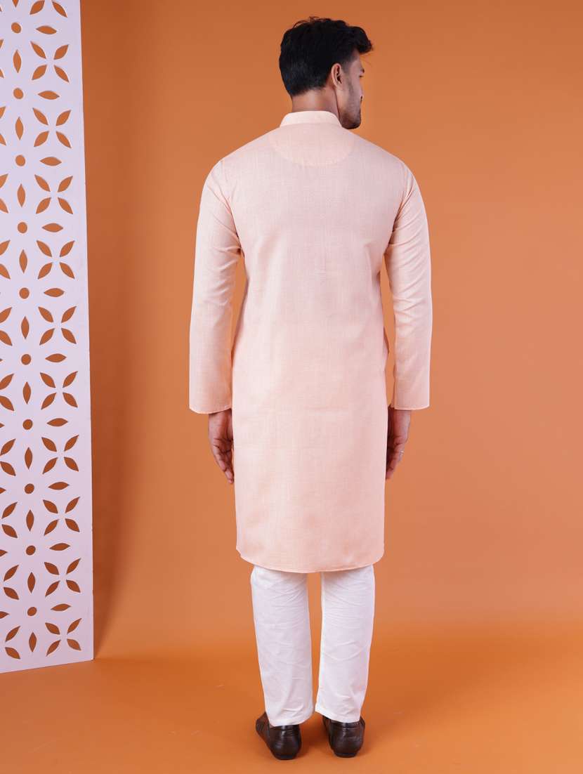 men mandarin neck kurta pyjama ethnic wear set - 22061843 - Standard Image - 4