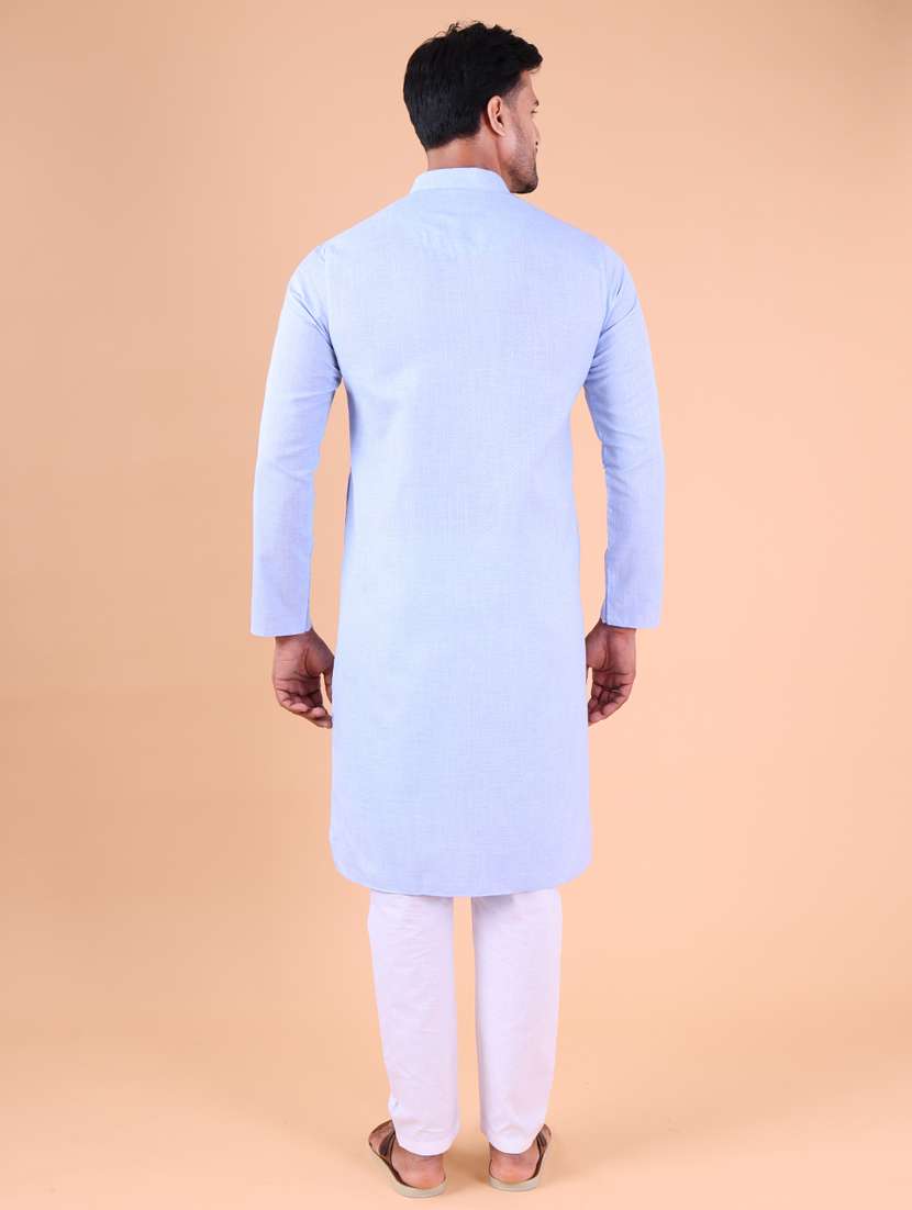 men mandarin neck kurta pyjama ethnic wear set - 22061844 - Standard Image - 4