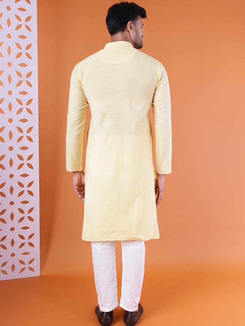 men mandarin neck kurta pyjama ethnic wear set - 22061846 - Standard Image - 4