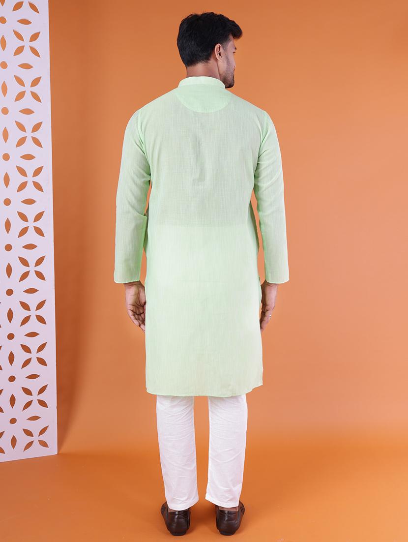 men mandarin neck kurta pyjama ethnic wear set - 22061847 - Standard Image - 4