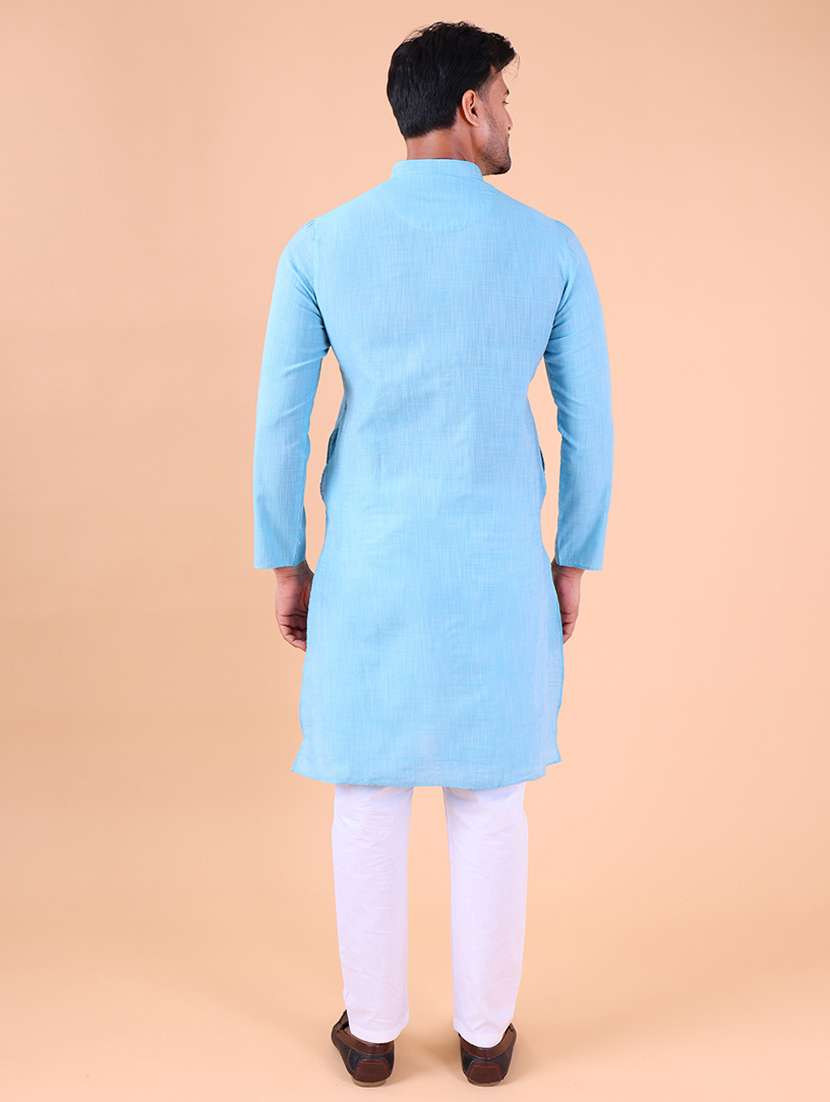 men mandarin neck kurta pyjama ethnic wear set - 22061848 -  Standard Image - 4