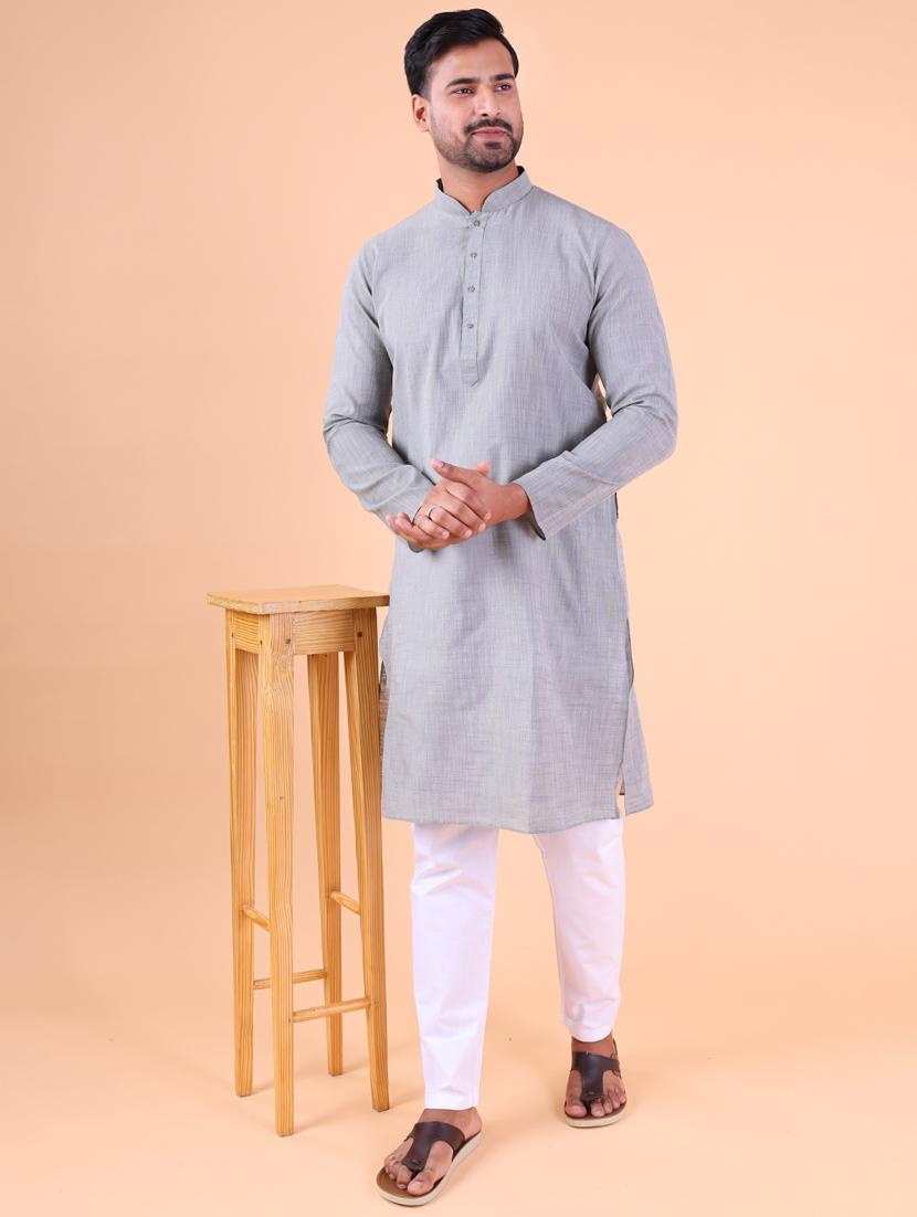 men mandarin neck kurta pyjama ethnic wear set - 22061849 - Standard Image - 1