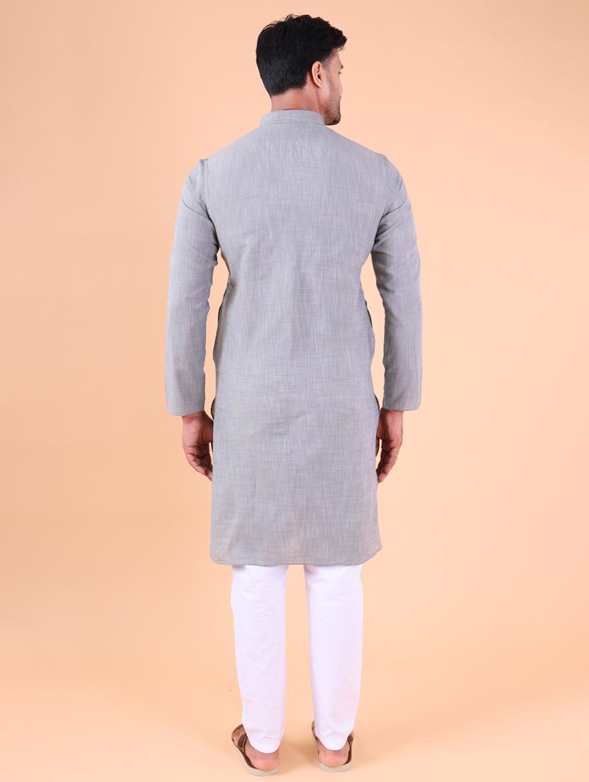 men mandarin neck kurta pyjama ethnic wear set - 22061849 - Standard Image - 4