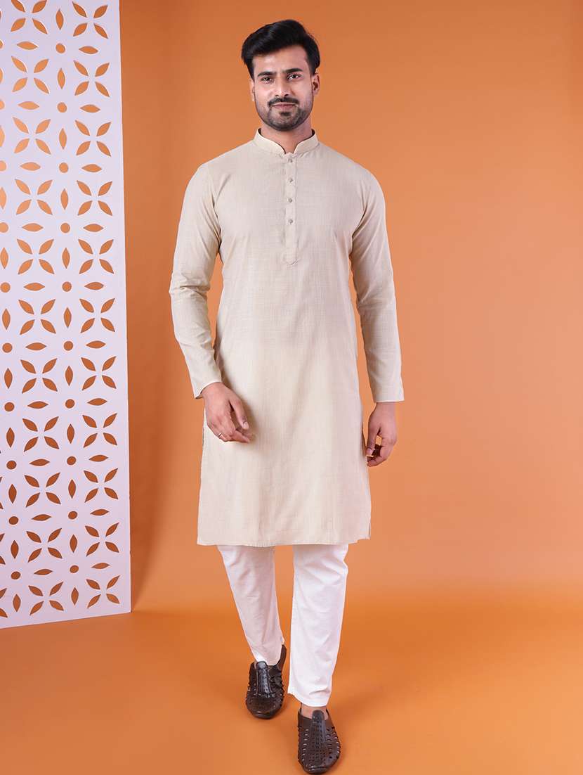 men mandarin neck kurta pyjama ethnic wear set - 22061850 -  Standard Image - 1