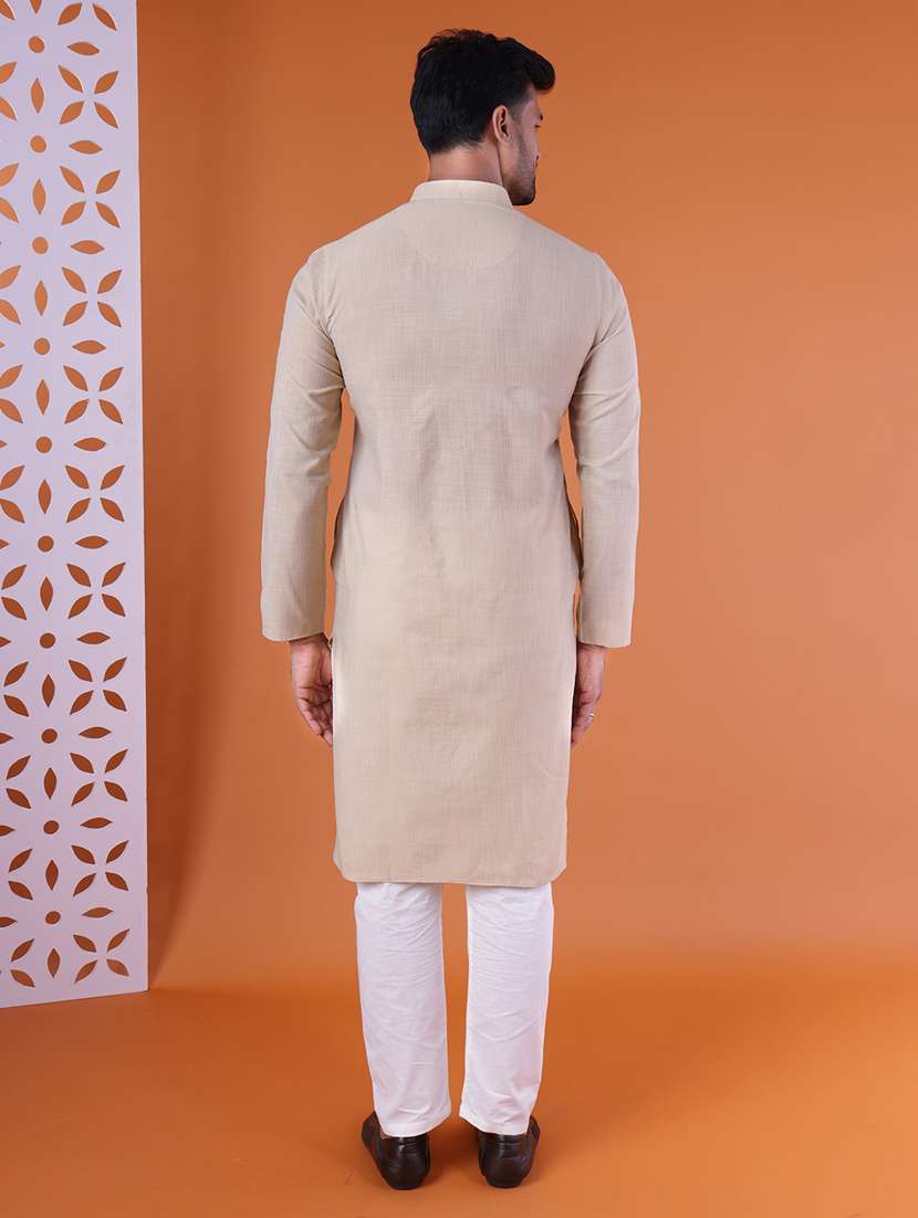 men mandarin neck kurta pyjama ethnic wear set - 22061850 -  Standard Image - 4