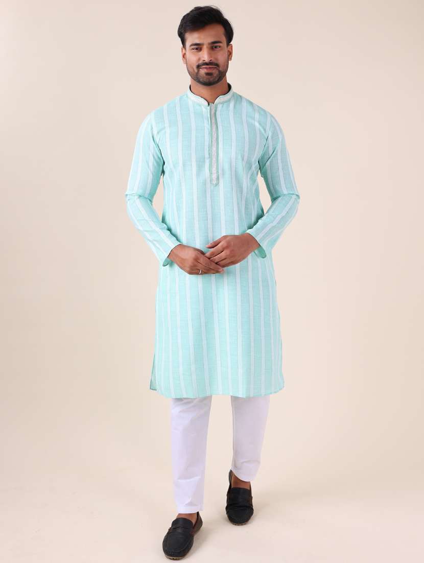 men mandarin neck kurta pyjama ethnic wear set - 22061851 - Standard Image - 1