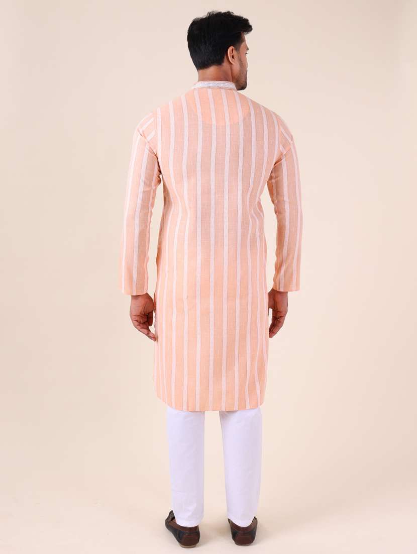 men mandarin neck kurta pyjama ethnic wear set - 22061852 - Standard Image - 4